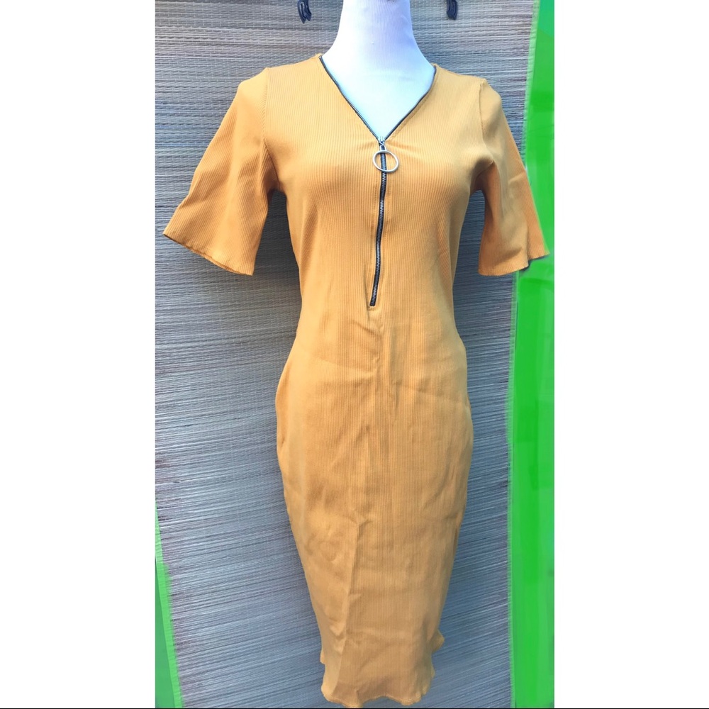 Yellow Midi Dress with medium sleeves